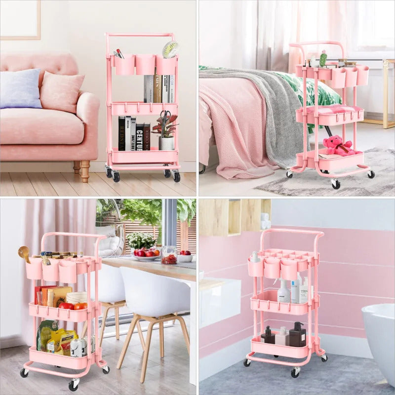 Kitchen Trolley: 16.9'' Steel Kitchen Cart with Locking Wheels