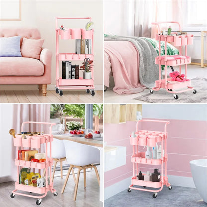 Kitchen Trolley: 16.9'' Steel Kitchen Cart with Locking Wheels