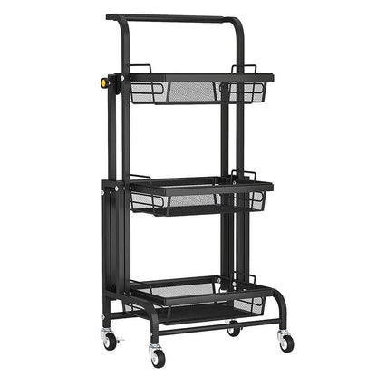 Kitchen Trolley: 17.32'' Steel Kitchen Cart with Locking Wheels