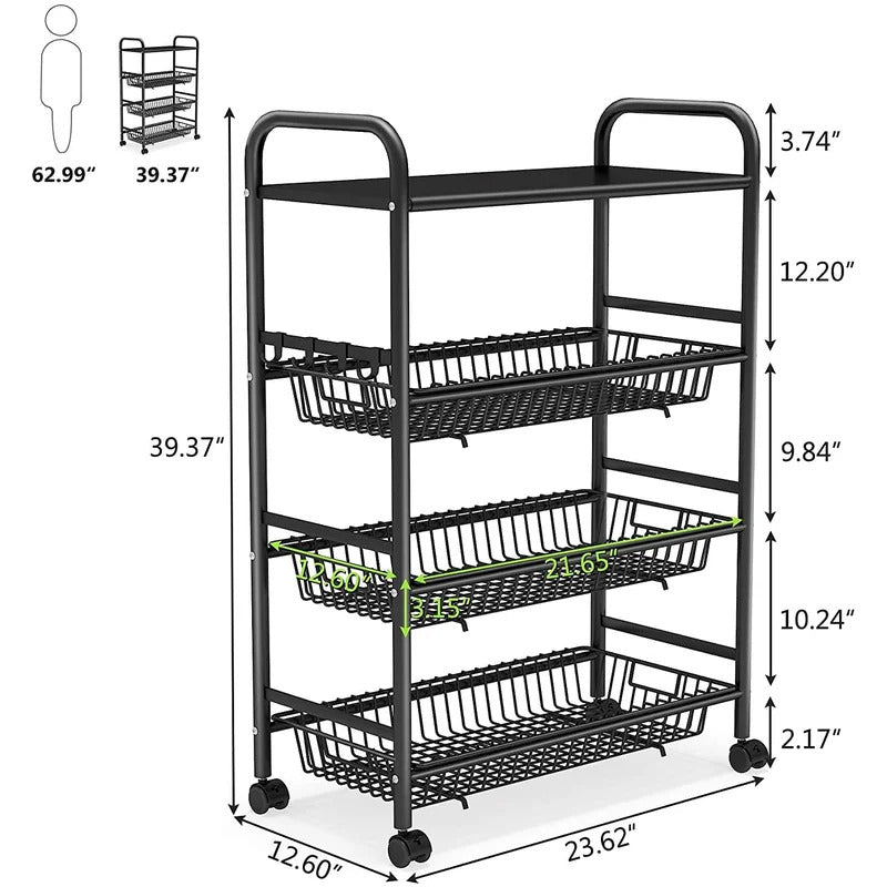 Kitchen Trolley:  23.62'' Standard Kitchen Cart