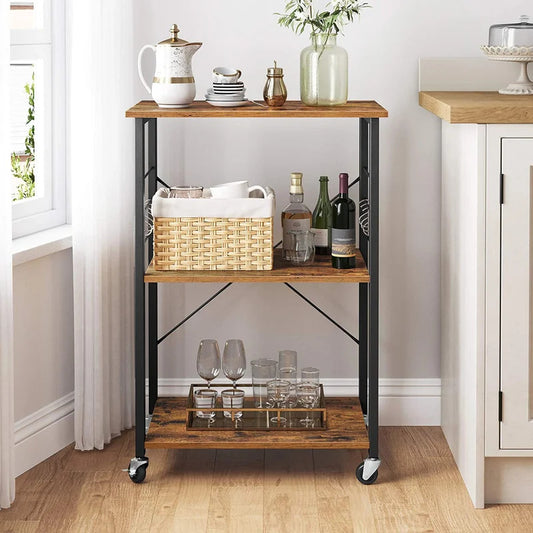 Kitchen Trolley: 23.6'' Kitchen Cart with Locking Wheels