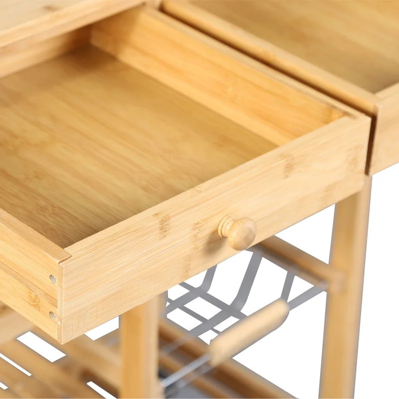 Kitchen Trolley: 26.37'' Kitchen Island with Solid Wood Top and Locking Wheels