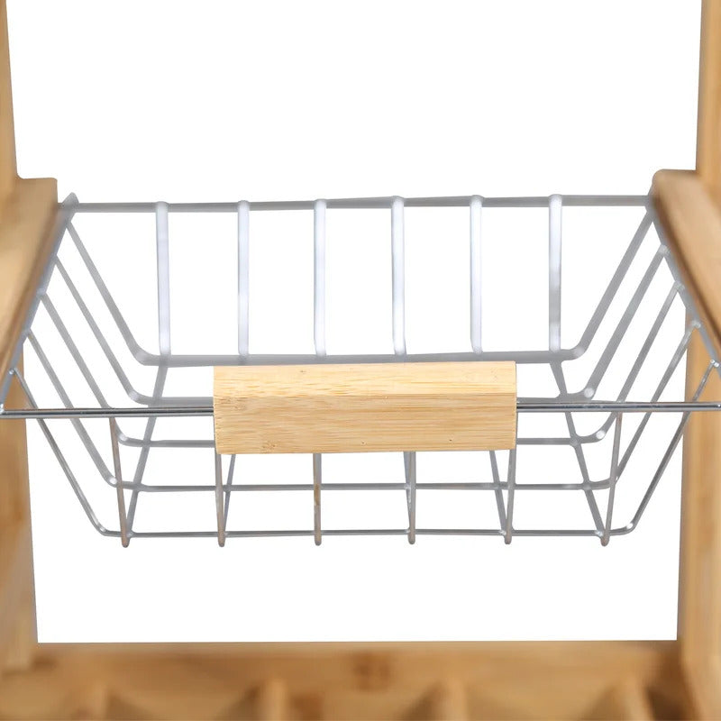 Kitchen Trolley: 26.37'' Kitchen Island with Solid Wood Top and Locking Wheels