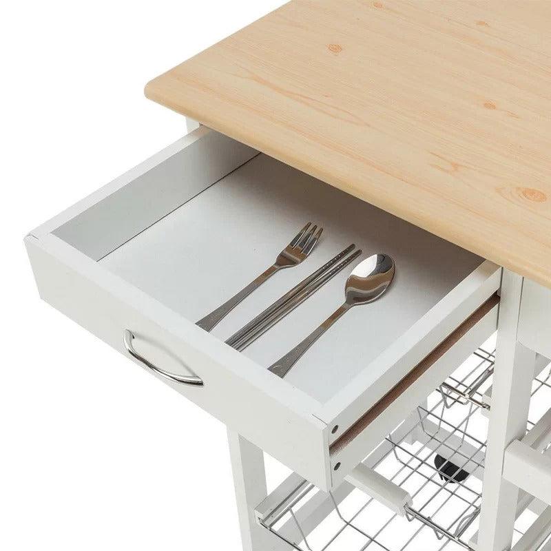 Kitchen Trolley: 26.38'' Solid Wood Kitchen Cart
