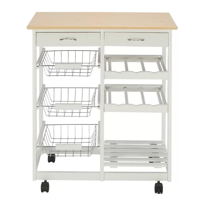 Kitchen Trolley: 26.38'' Solid Wood Kitchen Cart