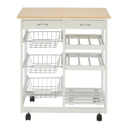 Kitchen Trolley: 26.38'' Solid Wood Kitchen Cart