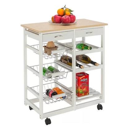 Kitchen Trolley: 26.38'' Solid Wood Kitchen Cart