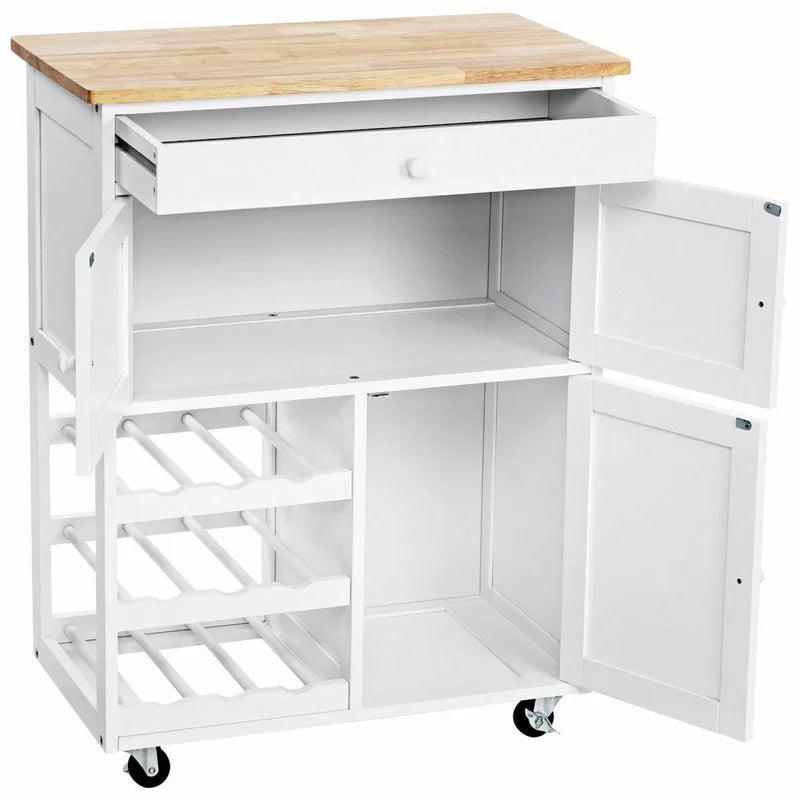 Kitchen Trolley: 26.5'' Kitchen Cart with Solid Wood Top