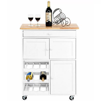 Kitchen Trolley: 26.5'' Kitchen Cart with Solid Wood Top