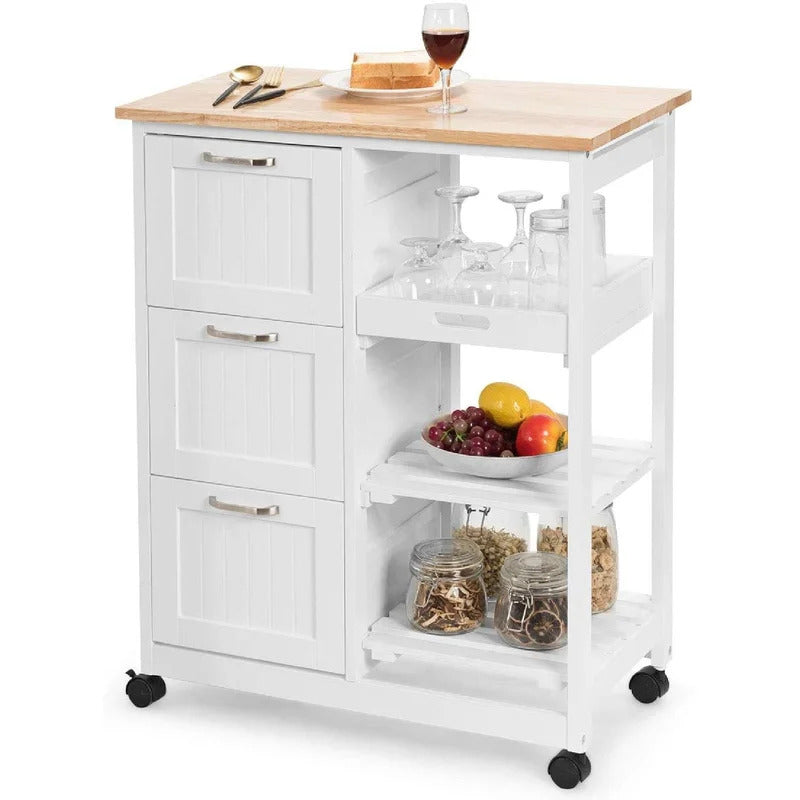 Kitchen Trolley: 26.5'' with Locking Wheels