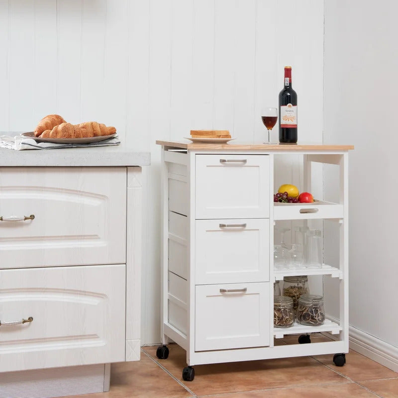Kitchen Trolley: 26.5'' with Locking Wheels
