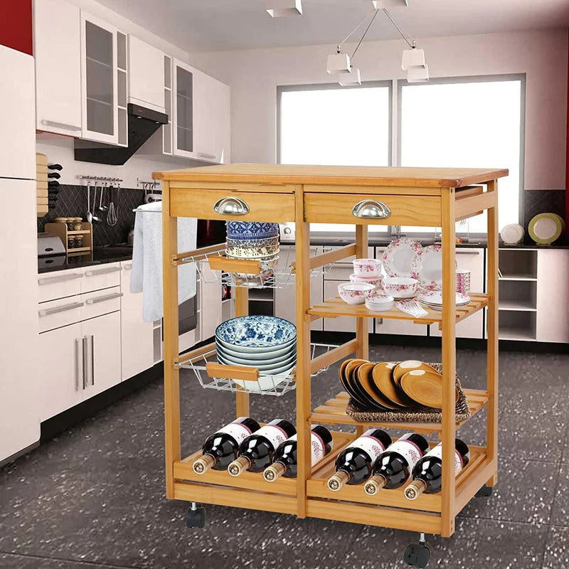 Kitchen Trolley: 26.5'' with Locking Wheels