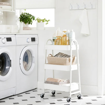 Kitchen Trolley: 3-Tier Rolling, Metal Kitchen Storage Trolley 