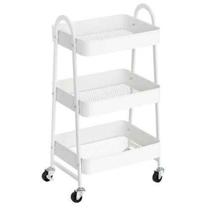Kitchen Trolley: 3-Tier Rolling, Metal Kitchen Storage Trolley 