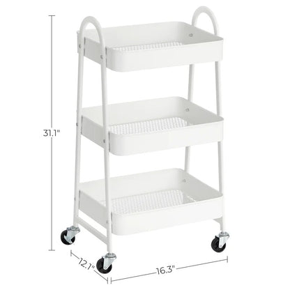 Kitchen Trolley: 3-Tier Rolling, Metal Kitchen Storage Trolley 