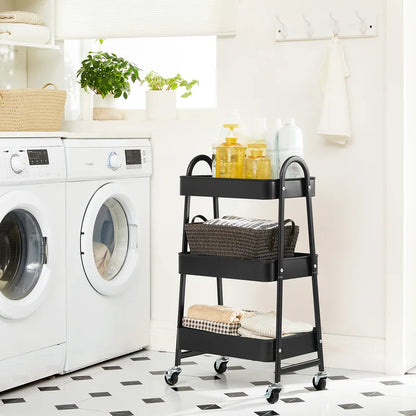 Kitchen Trolley: 3-Tier Rolling, Metal Kitchen Storage Trolley 