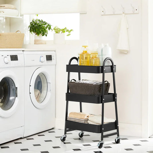 Kitchen Trolley: 3-Tier Rolling, Metal Kitchen Storage Trolley 