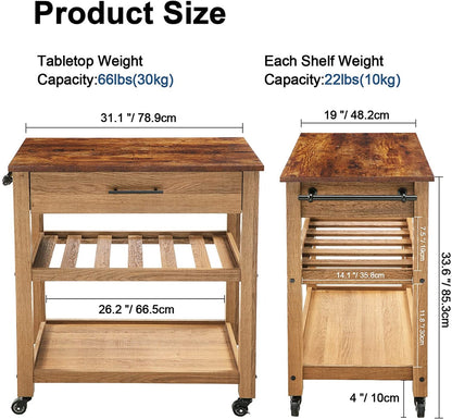 Kitchen Trolley 31.1'' Standard Kitchen Cart