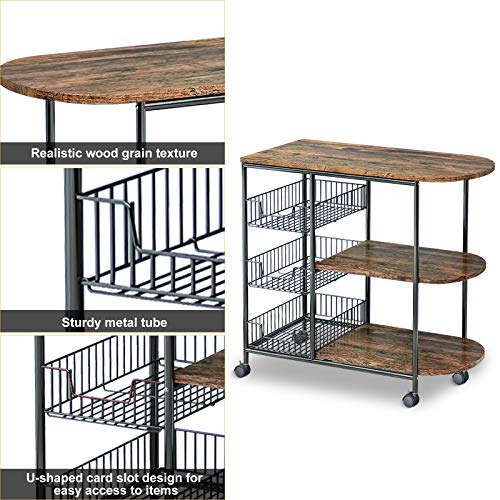 Kitchen Trolley: 31.5'' Solid Wood Kitchen Island and Locking Wheels