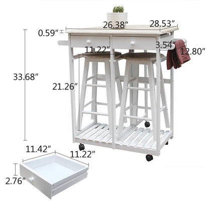 Kitchen Trolley: 32.09'' Steel Kitchen Cart with Solid Wood Top