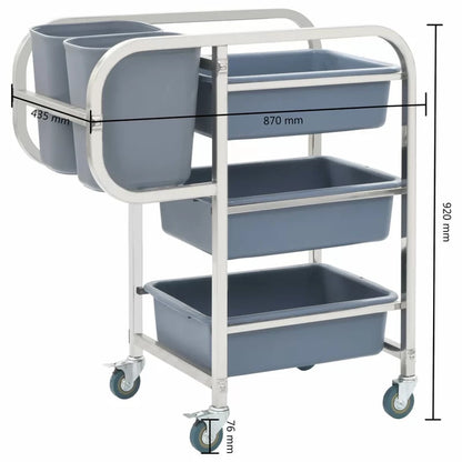 Kitchen Trolley: 34.25'' Stainless Steel Kitchen Cart with Locking Wheels