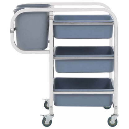 Kitchen Trolley: 34.25'' Stainless Steel Kitchen Cart with Locking Wheels