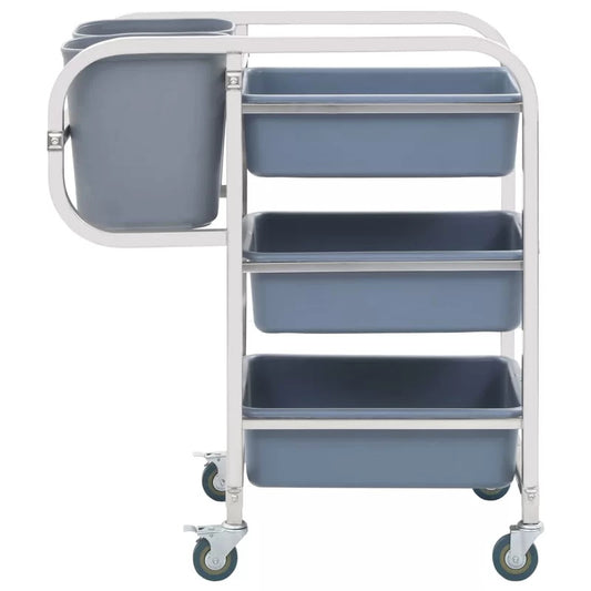 Kitchen Trolley: 34.25'' Stainless Steel Kitchen Cart with Locking Wheels