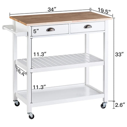 Kitchen Trolley: 34'' Solid Kitchen Cart
