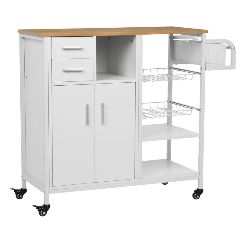 Kitchen Trolley: 35.4''Wooden Kitchen Craft
