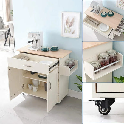 Kitchen Trolley: 35.4'' with Locking Wheels