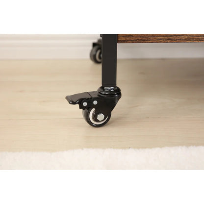 Kitchen Trolley: 35.5'' Kitchen Cart with Steel Top and Locking Wheels