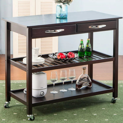 Kitchen Trolley: 40'' Solid Wood Kitchen Cart