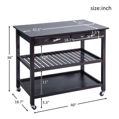 Kitchen Trolley: 40'' Solid Wood Kitchen Cart
