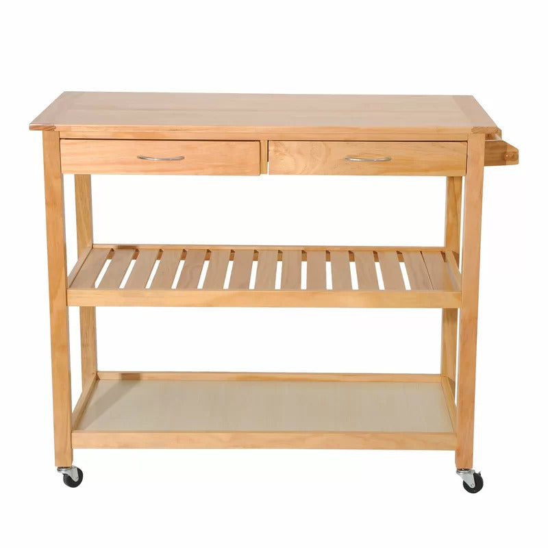 Kitchen Trolley: 44.5'' Solid Wood Kitchen Cart and Locking Wheels