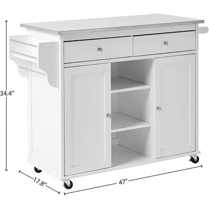 Kitchen Trolley: 47'' Kitchen Cart with Locking Wheels