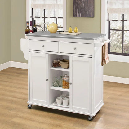 Kitchen Trolley: 47'' Kitchen Cart with Locking Wheels