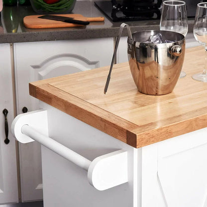 Kitchen Trolley: 49.5'' Kitchen Cart with Solid Wood Top