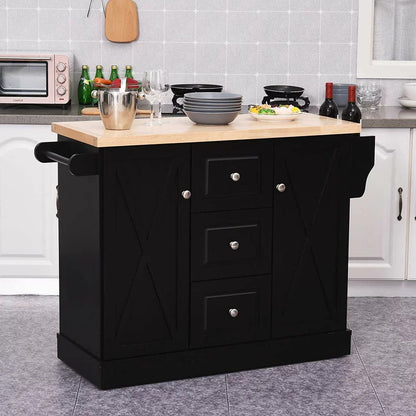 Kitchen Trolley: 49.5'' Kitchen Cart with Solid Wood Top