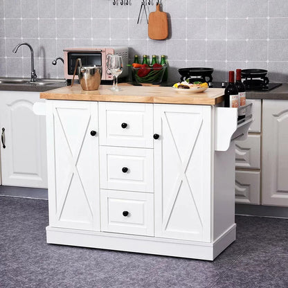 Kitchen Trolley: 49.5'' Kitchen Cart with Solid Wood Top