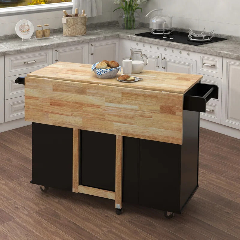Kitchen Trolley: 53.54'' Kitchen Island with Locking Wheels