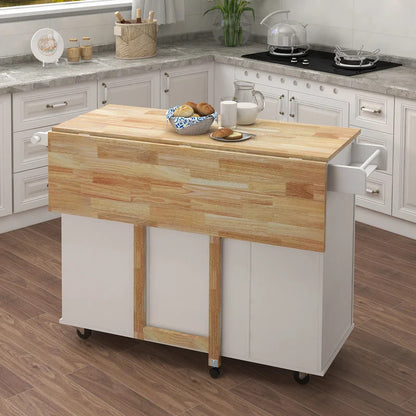 Kitchen Trolley: 53.54'' Kitchen Island with Locking Wheels