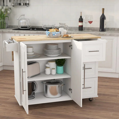 Kitchen Trolley: 53.54'' Kitchen Island with Locking Wheels