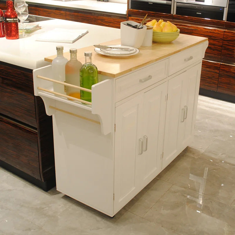 Kitchen Trolley: 54'' Kitchen Island with Locking Wheels