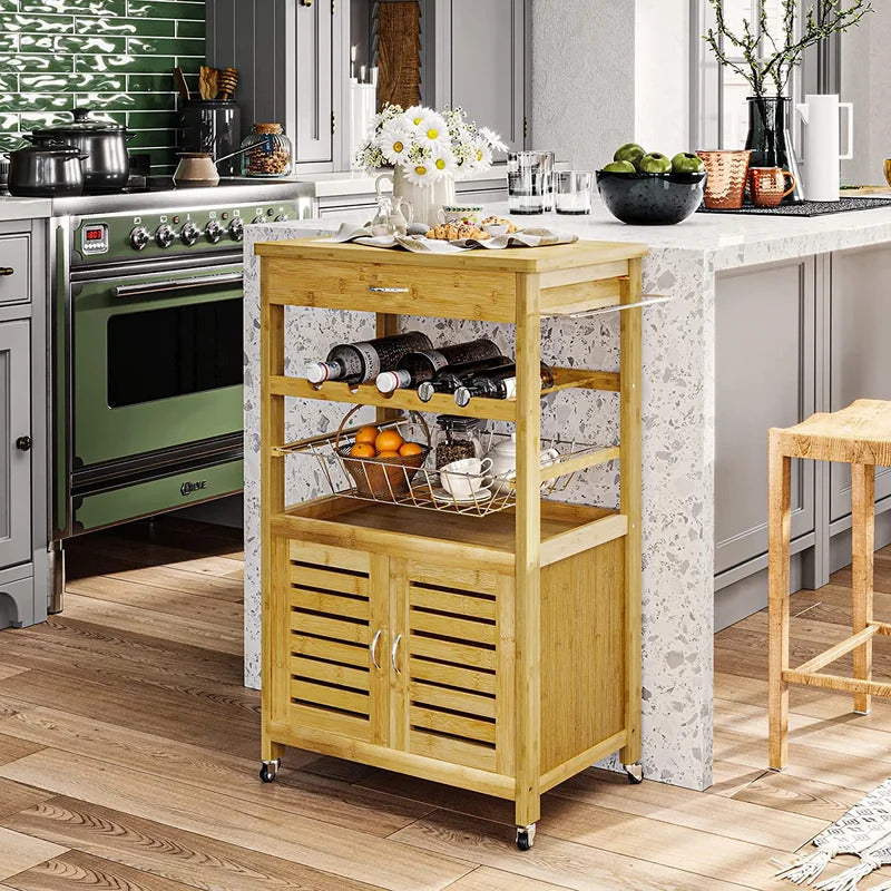 Kitchen Trolley: Rolling Bamboo Kitchen Island Cart Trolley