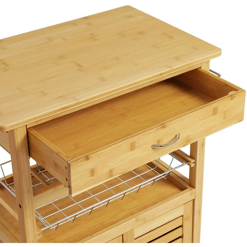 Kitchen Trolley: Rolling Bamboo Kitchen Island Cart Trolley