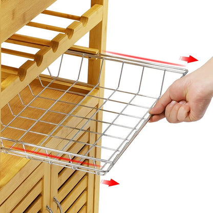 Kitchen Trolley: Rolling Bamboo Kitchen Island Cart Trolley