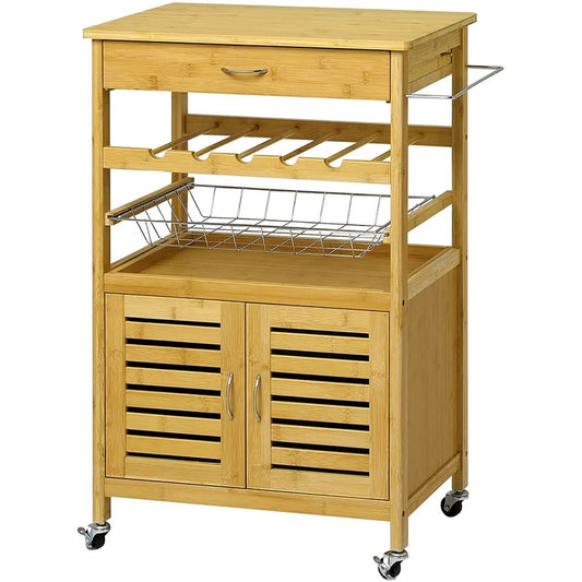 Kitchen Trolley: Rolling Bamboo Kitchen Island Cart Trolley
