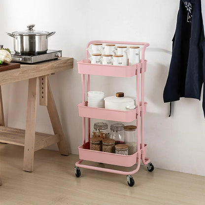 Kitchen Trolley: Trolley Kitchen Cart with Wheels 3 Layers
