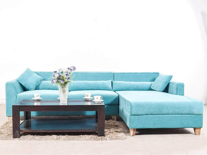 L-Shape Sofa Set Sectional 4 Seater Fabric Sofa Set (Blue)