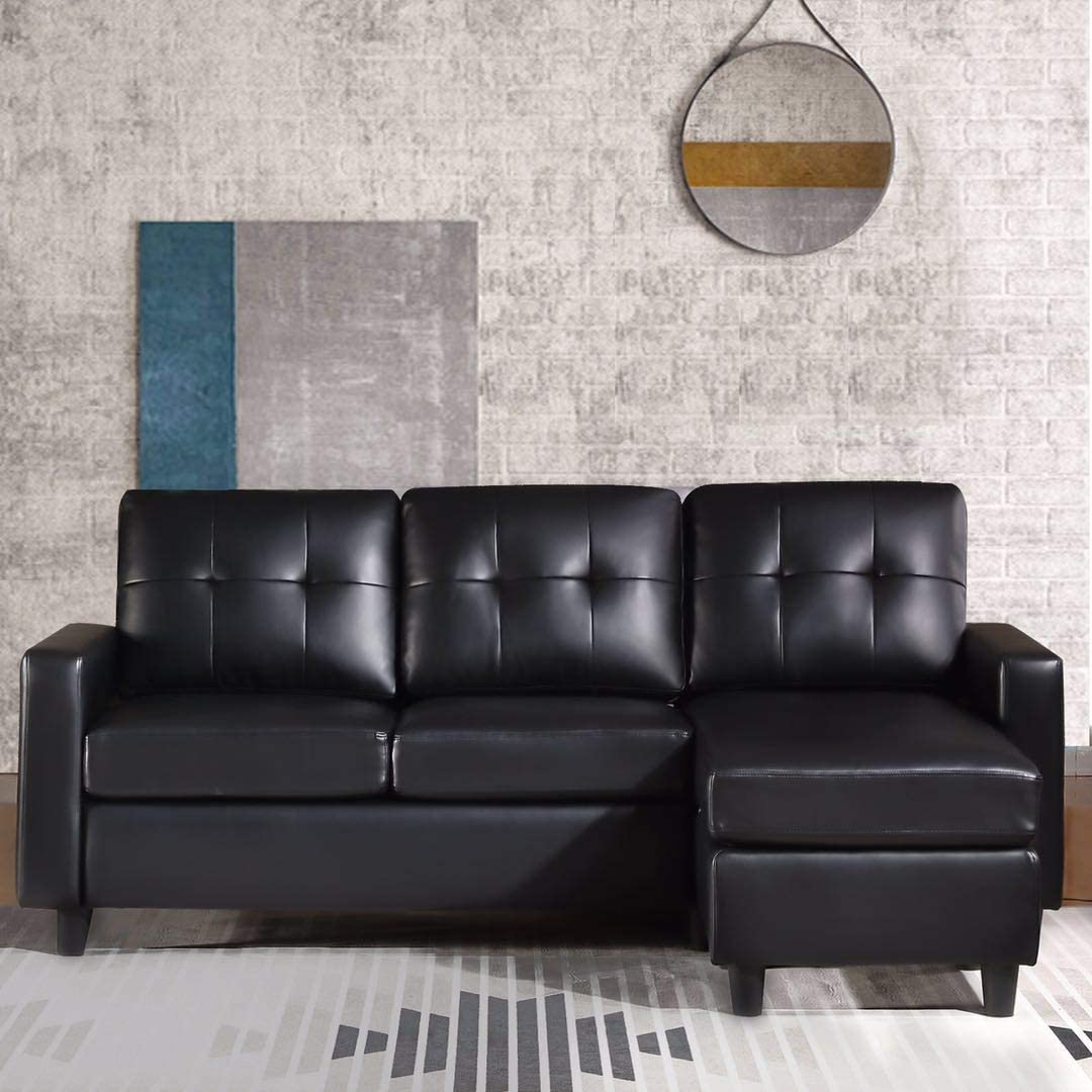 L Shape Sofa Set: Leatherette Sectional Sofa Couch